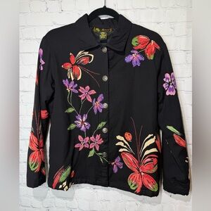 Mirasol vintage style black embroidered button close jacket size medium